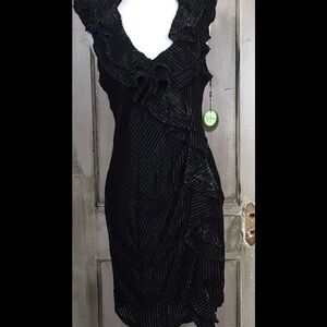 Anthropologie Black Ruffled Midi Dress